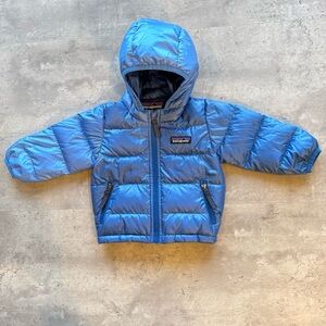 Patagonia Baby Hi Loft Down Sweater Hoody Jacket, 3-6 Months, Bayou Blue NWOT